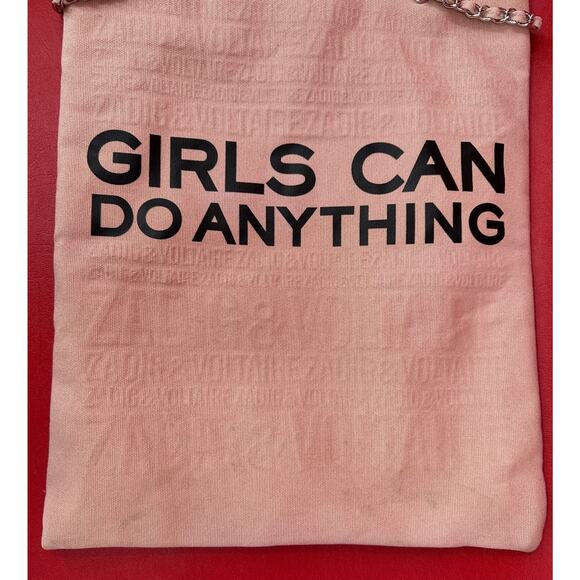 Girls Can Do Anything Zadig & Voltaire Parfums Chain Strap Pink Canvas Bag - Picture 14 of 14
